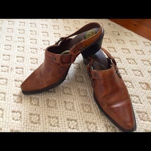 Western style leather mules